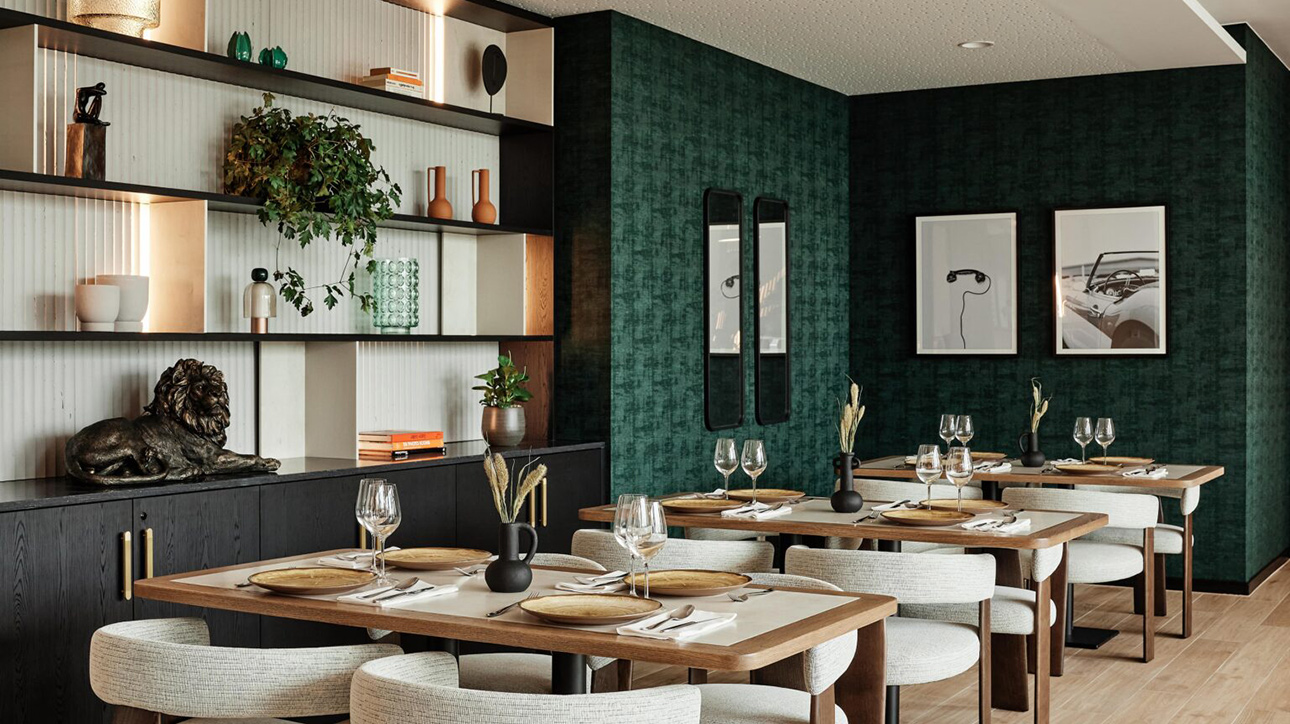 restaurant deco revêtement mural vinyle velvet texdecor
